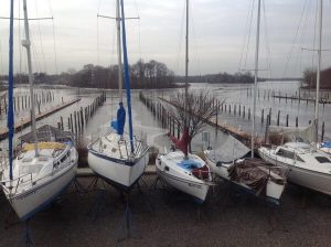 sailboats in dry storage